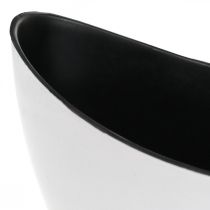 Decorative bowl, oval, white, black, plastic planting boat, 24cm