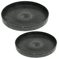 Product Plastic plate decorative plate grey white Ø22cm/27cm set of 2