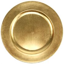 Plastic plate Ø33cm gold with gold leaf effect