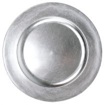 Plastic plate silver Ø17cm 10pcs