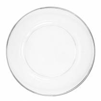 Decorative plate with silver rim clear plastic Ø33cm
