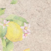 Product Placemats Round Grey Felt Summer Lemon 31cm 2 pcs