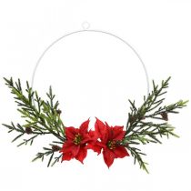 Decorative wreath poinsettia and coniferous branches artificially Ø30cm