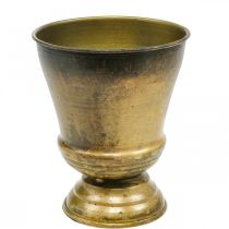 Vintage planter metal cup vase brass Ø14cm H17cm