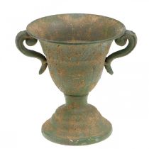 Metal amphora, plant cup, goblet with handles Ø12.5cm H15cm