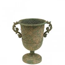 Cup for planting, chalice with handles, metal vessel antique look Ø15.5cm H23.5cm