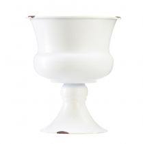 Cup for planting white metal shabby chic Ø13.5cm H19cm
