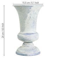 Product Antique white and blue chalice-shaped flower vase, Ø17cm H24cm