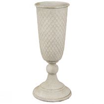 Product Metal goblet vase, chalice shape, vintage grey, nostalgic decoration, Ø10cm H24cm