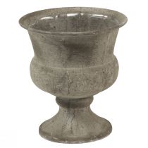 Cup vase metal decorative bowl gray antique Ø13.5cm H15cm