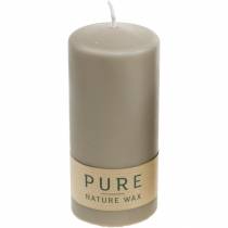 Pure pillar candle brown 130/60 natural wax candle sustainable stearin and rapeseed