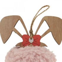 Pendant bunny pink wooden deco pendant Ø5cm-10cm 6 pieces