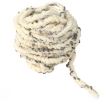Product RAW Cord Sheep&#39;s Wool and Jute Wool Cord Felt White Grey 10m