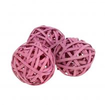 Rattan ball pink Ø4cm 12pcs