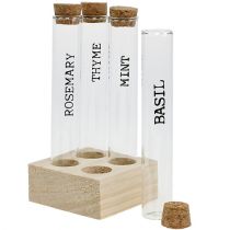 Test tube spice rack wooden 16.5cm