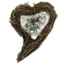 Product Braided Vine Plant Heart, Natural, 15x23x5cm, Decorative Hearts for Grave Decorations and Memorial Floristry, Set of 4