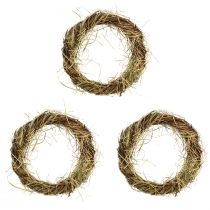 Product Vine wreath natural wreath with hay brown green Ø25cm 3 pcs