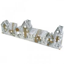 Product Light-up houses, window decorations, silver light houses, antique-look metal lantern, L67.5cm H20cm