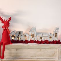 Product Light-up houses, window decorations, silver light houses, antique-look metal lantern, L67.5cm H20cm