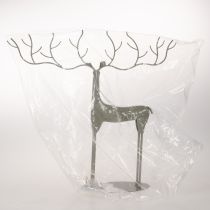 Product Decorative deer sculpture with large antlers, modern metal look, 48cm