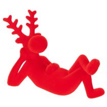 Product Decorative red reindeer figurine, lying down, modern design, 24cm, 2 pieces