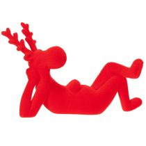 Product Decorative red reindeer figurine, lying down, modern design, 24cm, 2 pieces