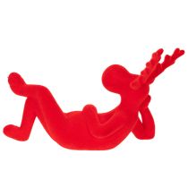 Product Decorative red reindeer figurine, lying down, modern design, 24cm, 2 pieces