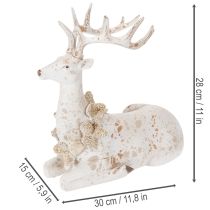 Product Decorative figurine of a sitting deer with antlers, 30cm