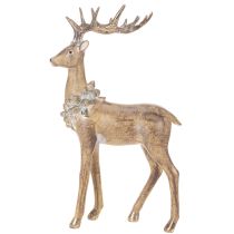 Product Decorative figurine of a standing deer with antlers and pine cones, 41cm