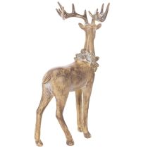 Product Decorative figurine of a standing deer with antlers and pine cones, 41cm