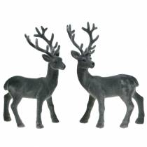 Product Deco deer flocked gray 20cm 2pcs