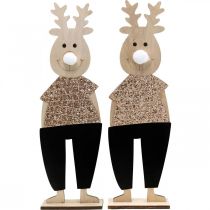 Product Reindeer wooden decorative figure standee Christmas 12×6.5cm H45cm 2pcs
