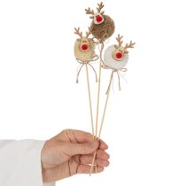 Product Decorative Reindeer Figurine Pom Pom Christmas Pegs 24cm 12pcs