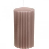 Pillar candles antique pink grooved candle 70/130mm 4pcs