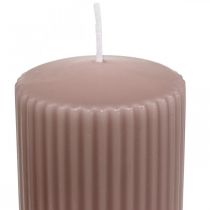 Pillar candles antique pink grooved candle 70/90mm 4pcs