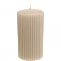 Pillar candles beige grooved candle 70/130mm 4pcs