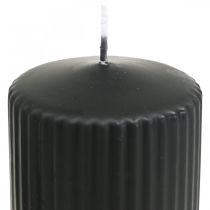 Pillar candles black grooved candle 70/130mm 4pcs