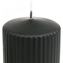 Product Black pillar candles, grooved, 70/90mm, set of 4, decoration, Advent, smokeless