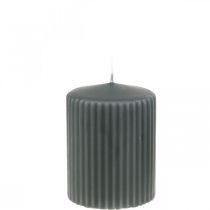 Pillar candles anthracite grooved candle 70/90mm 4pcs