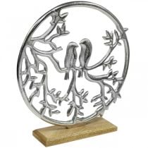 Table decoration spring, decorative ring bird deco silver H37.5cm