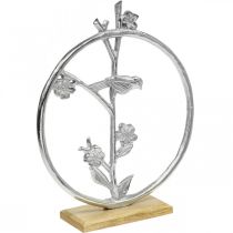 Table decoration spring, decorative ring bird deco silver H32.5cm