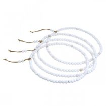 Product White pearl decorative wreath Ø28cm 4-piece set - Versatile hanging decoration for spring, wedding & vintage decorations