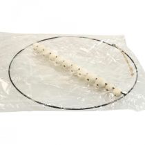 Product Decorative ring, metal, wooden beads, Ø30cm, black, white, natural, set of 4