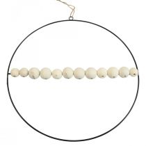 Decorative ring metal wooden beads black white natural Ø30cm