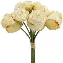 Artificial roses, silk flowers, rose bunch cream white L23cm 8pcs