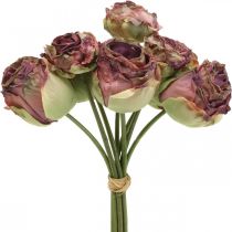 Roses antique pink, silk flowers, artificial flowers L23cm 8pcs