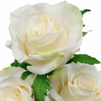 White Rose on a Stem Silk Flower Artificial Rose 3pcs