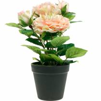 Decorative rose in pot, Romantic silk flowers, Pink peony