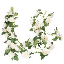 Product Artificial rose garland with white flowers for decoration, 170cm