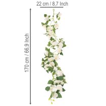 Product Artificial rose garland with white flowers for decoration, 170cm